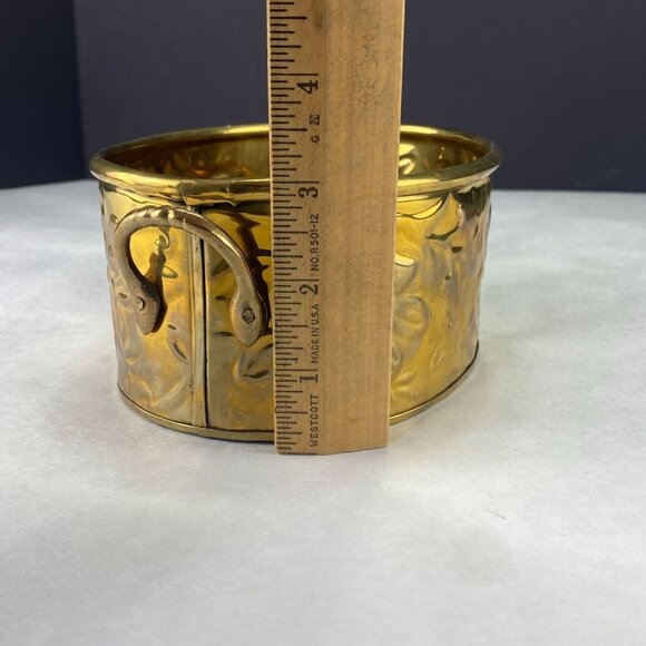 Vintage Hosley Embossed Solid Brass Handled Oval Planter - Picture 8 of 10